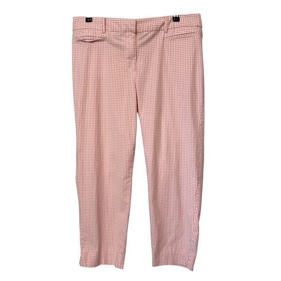 Talbots The Perfect Crop gingham pink and white stretch cotton capris pants. 12 - Picture 1 of 6